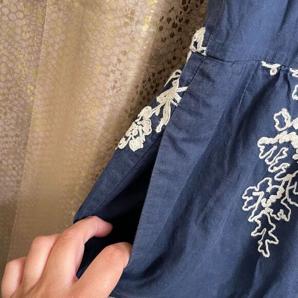 J.Crew Navy Blue Ivory Mirabel Lawn Embroidered Floral Mini Dress, Size 6 - Picture 4 of 8